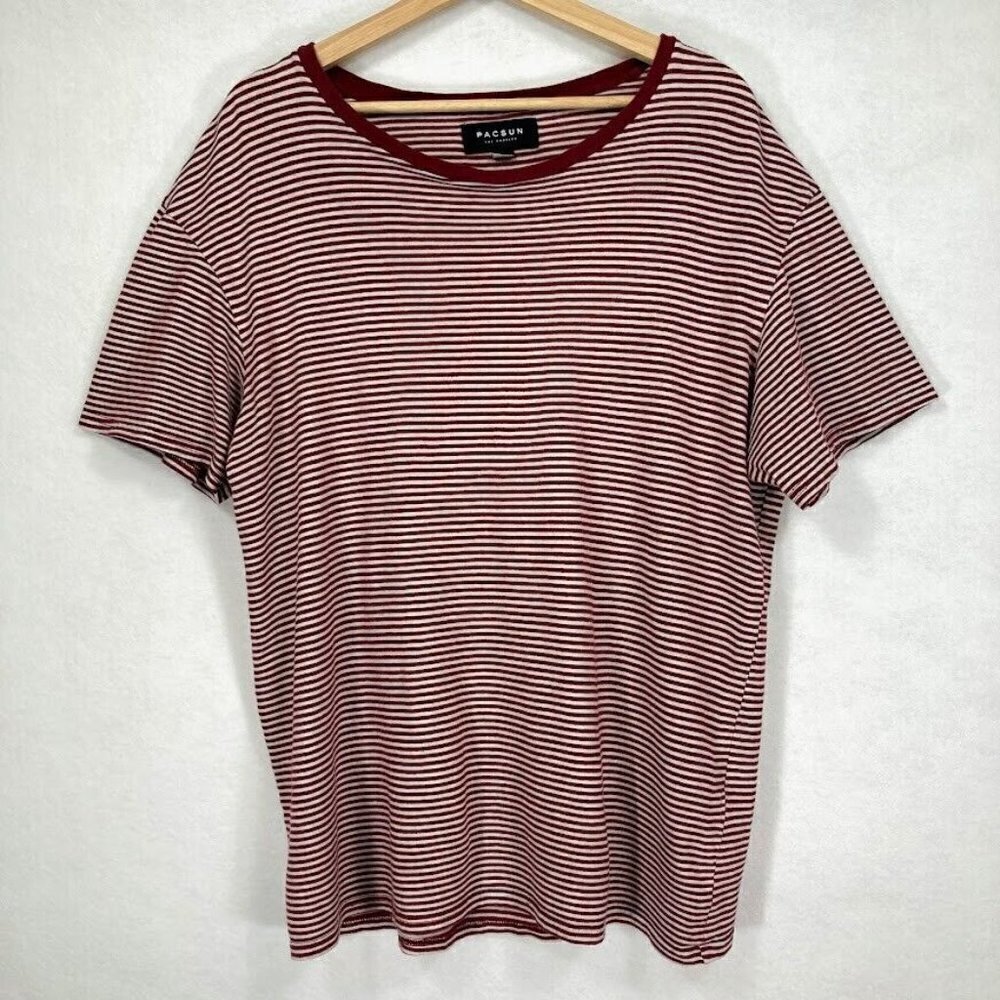 Pac Sun Men's Short Sleeve Striped T-Shirt School Skater Summer L
